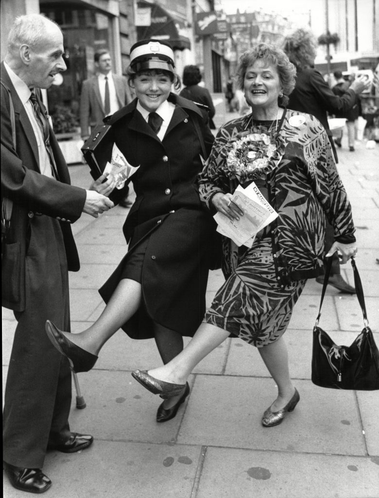 Cynthia Payne Madame Cyn Brothel Keeper Campaigning For The Rainbow Alliance Payne And Pleasure Party Having A Knees Up With Traffic Warden Jackie Burns 21 In Kensington Cynthia Payne Madame Cyn Brothel Keeper Campaigning For The Rainbow Alliance Payne And Pleasure Party Having A Knees Up With Traffic Warden Jackie Burns 21 In Kensington, 14 Jul 1988