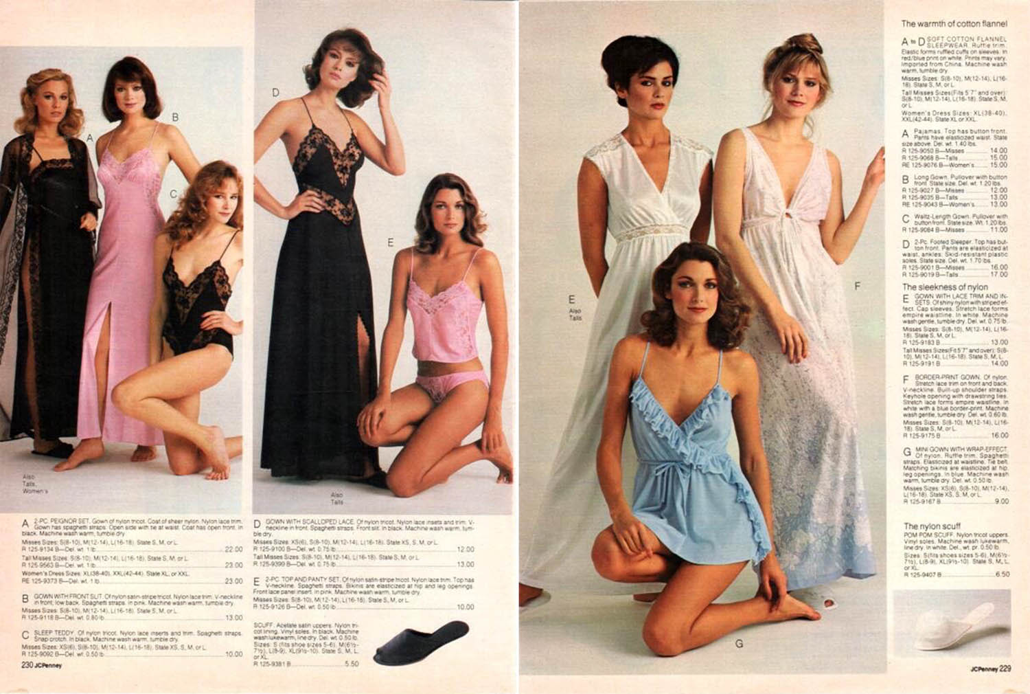 sleepwear catalog pages