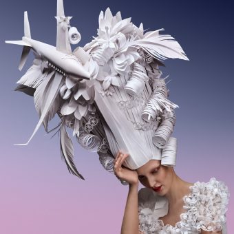 Baroque Wigs In Paper Topped With Modern Objects Of Desire