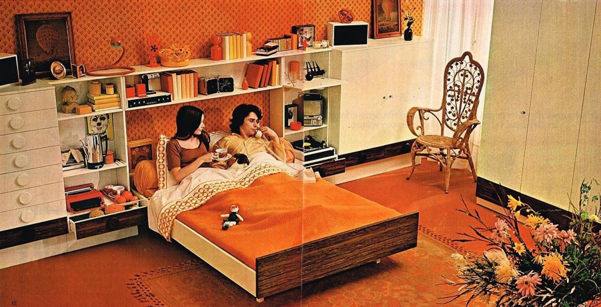 bedroom girls furniture 1970s cream flowers