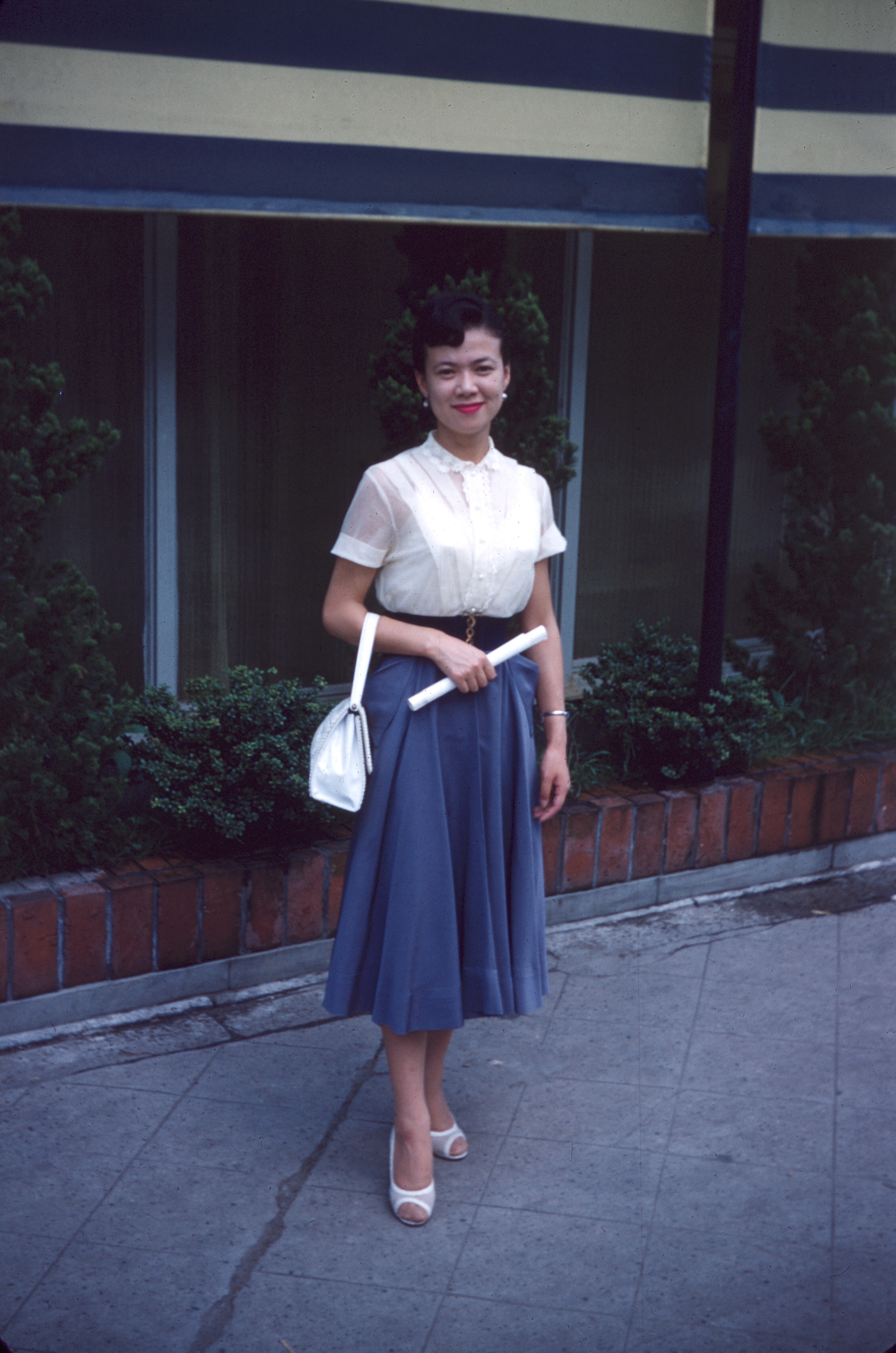 Kazuko at a Kyoto hotel tea room, Aug 1956