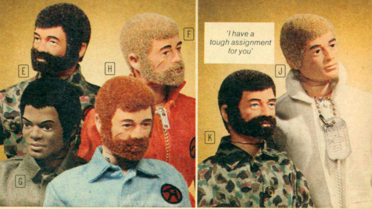 action man doll with beard