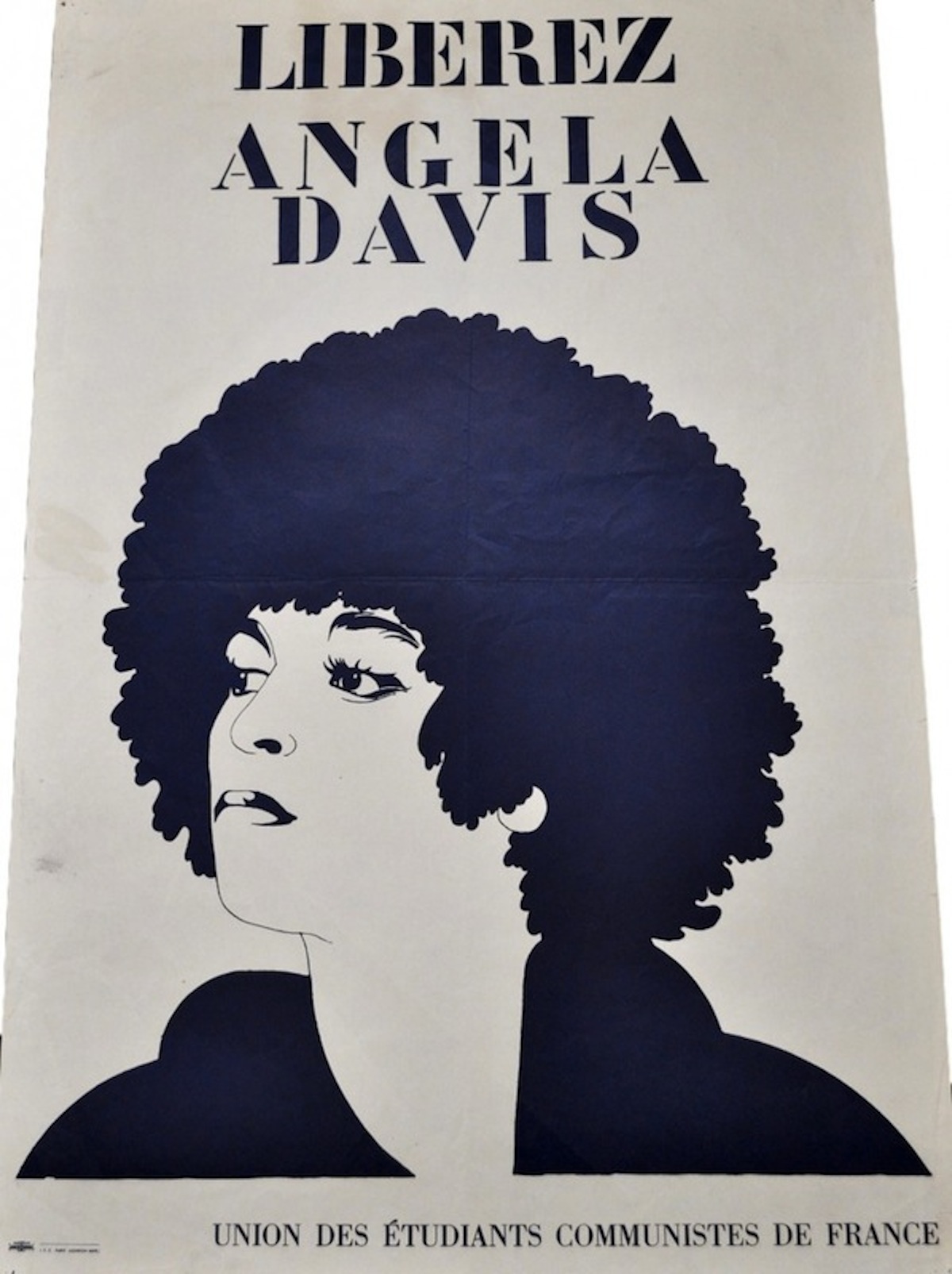 A French “Free Angela” poster highlights Davis’s beauty.