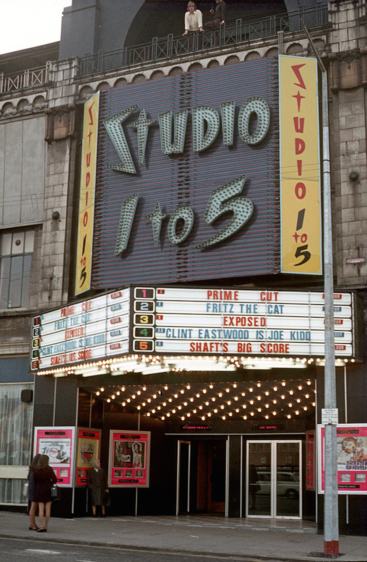 The Studio 1 to 5 cinema on Oxford Road in September 1972. Built in 1930 as the Regal twin cinemas, it became Studio 1 & 2 in the 60s and had recently been converted to a five screen cinema when this photo was taken in 1972. It is now the Dancehouse theatre.