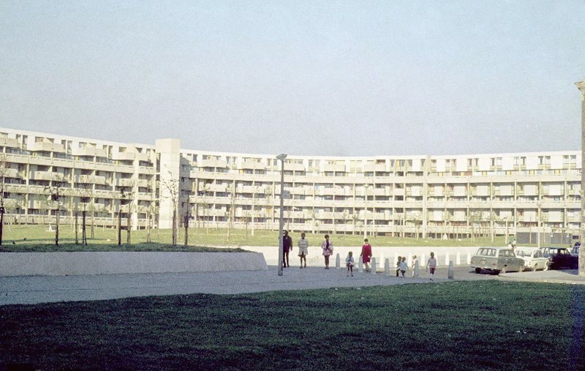  View of Charles Barry Crescent from Zion Crescent, 1972. Hulme Park now occupies the site of this Crescent.