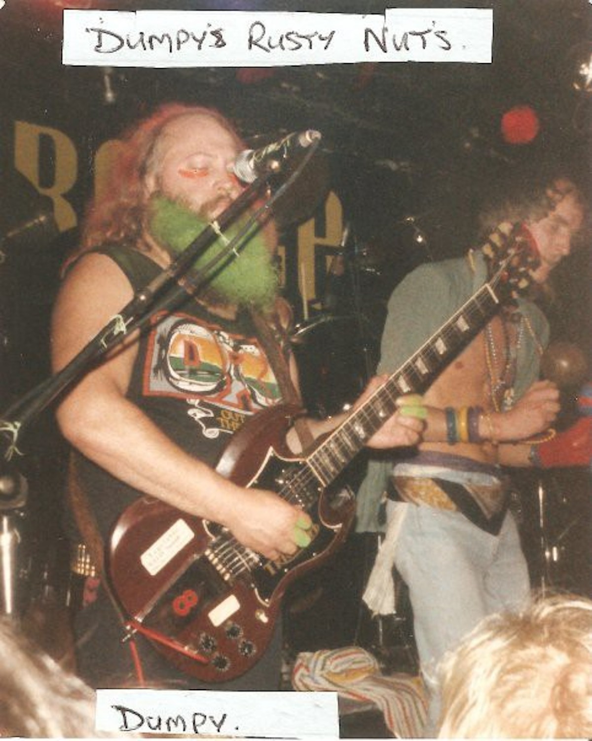 Jellett onstage at The Marquee, with Dumpy’s Rusty Nuts, 1986 (Source- Elisabeth Anne)