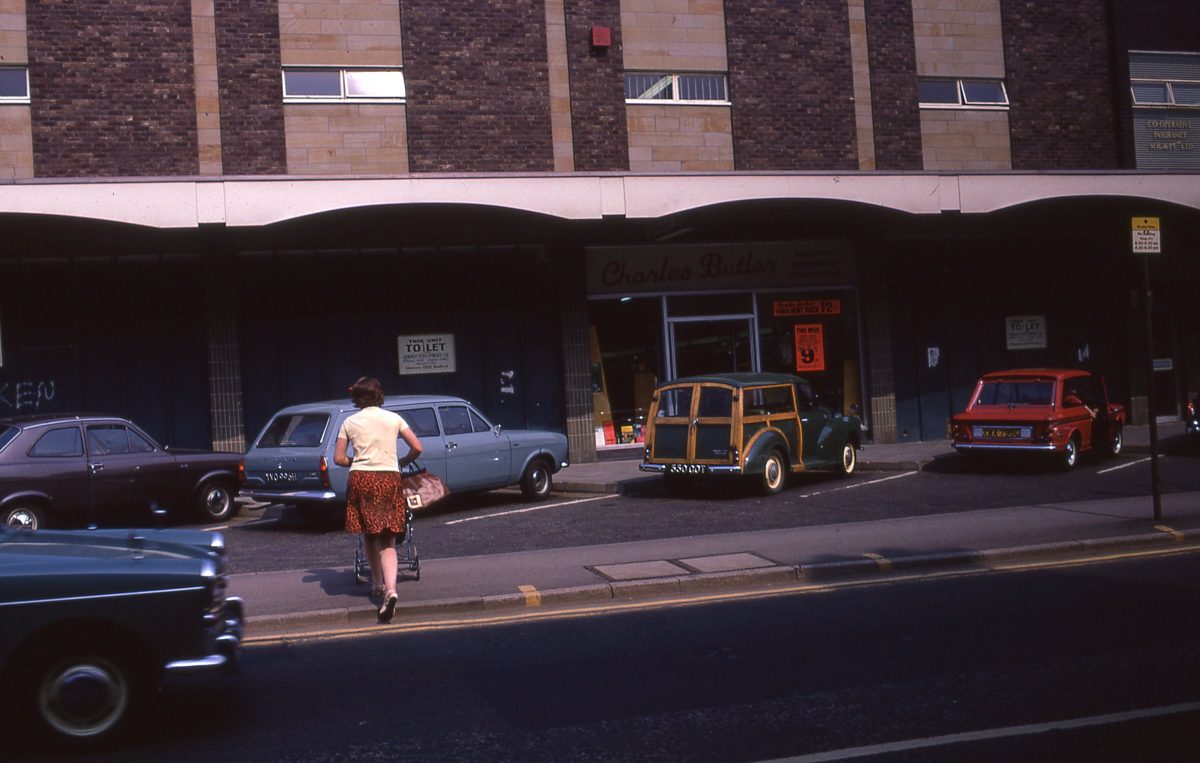New shops on Fulwood Road, The Broomhill Study, Sheffield, May 1970.