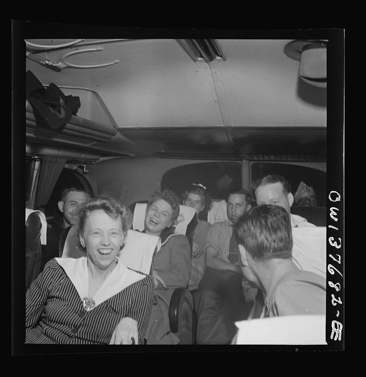 Passengers who have struck up a friendship on a Greyhound bus enroute from Pittsburgh, Pennsylvania to Saint Louis, Missouri telling moron jokes
