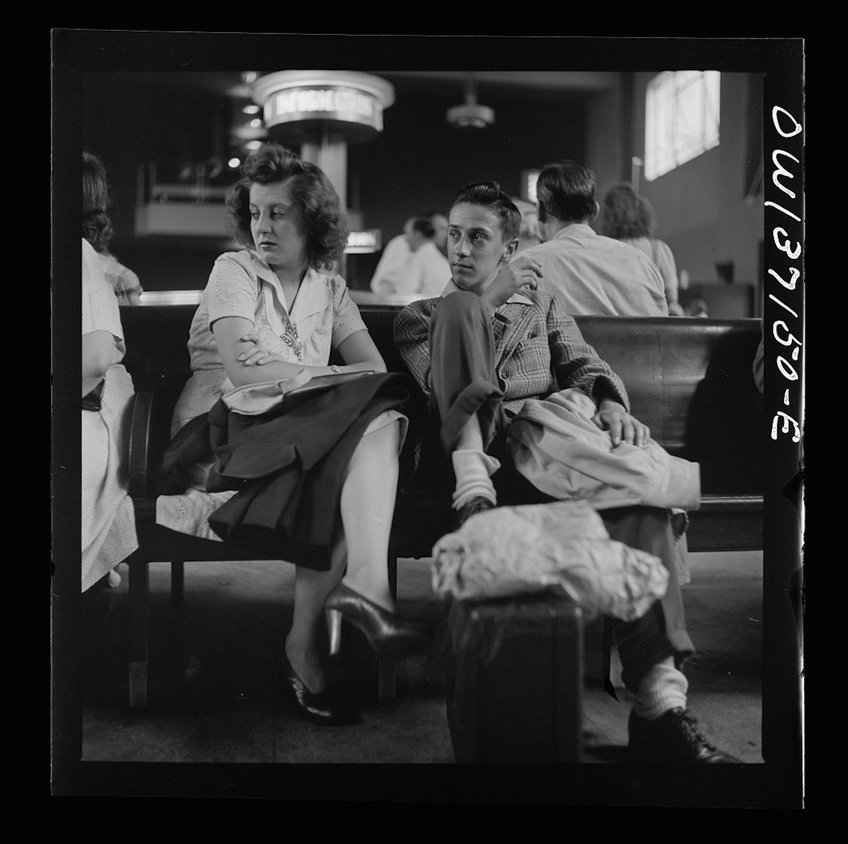 Pittsburgh, Pennsylvania. Passengers in the waiting room of the Greyhound bus station