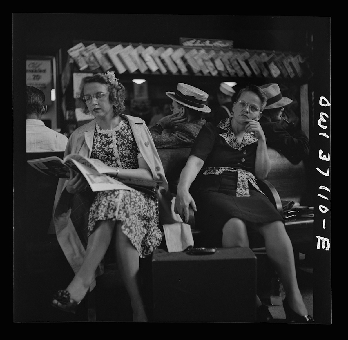 Pittsburgh, Pennsylvania. Passengers in the waiting room of the Greyhound bus terminal