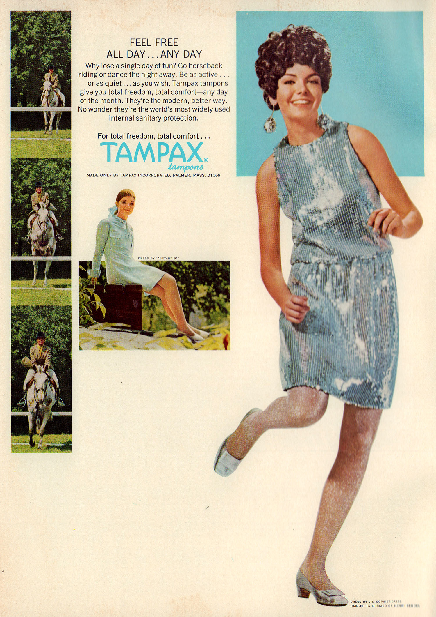 1968 Tampax Tampons woman swimming White swimsuit vintage ad