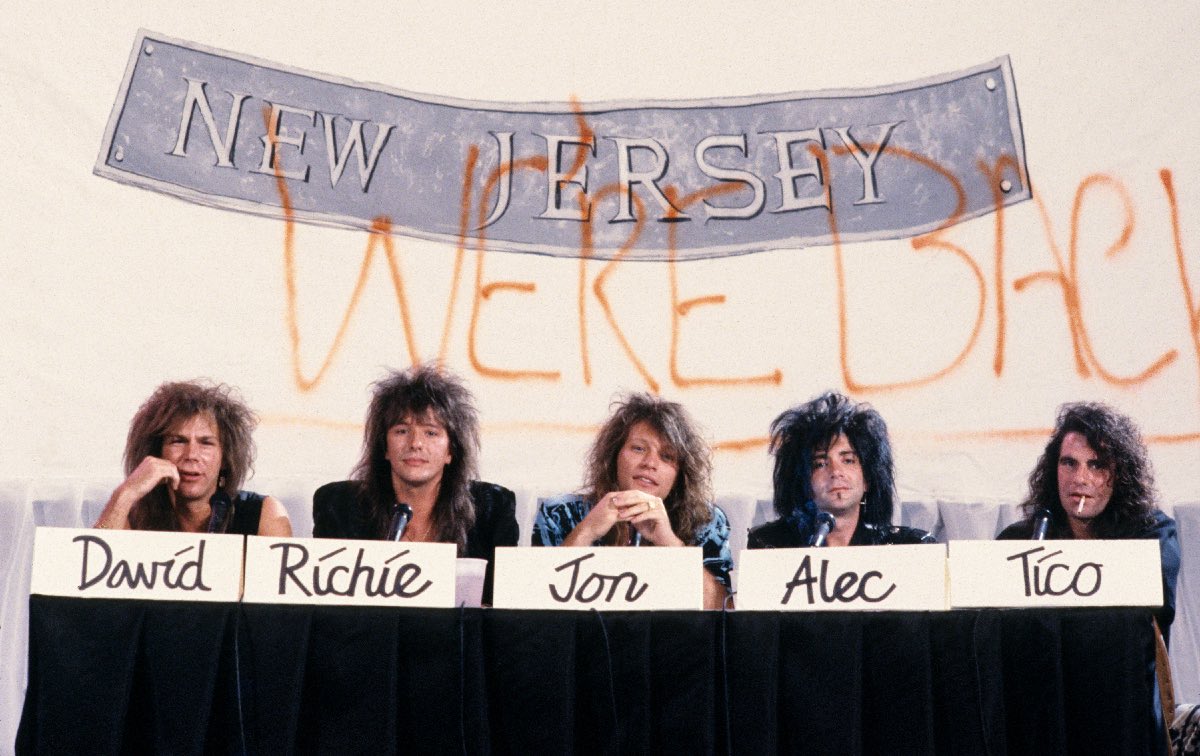 Bon Jovi at the press conference for the album, New Jersey in New York City, on August 19, 1988.