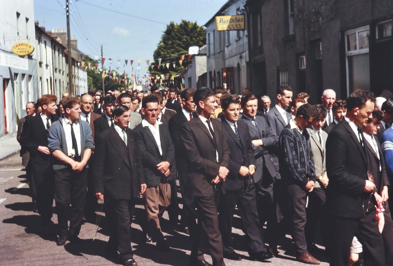 1960s Irelands, Group of men, Corpus Christi procession, Cahir, Co. Tipperary - 1963