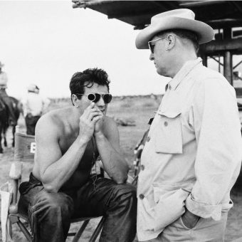 Frank Worth, Rock Hudson and George Stevens on the set of Giant, 1955 ...