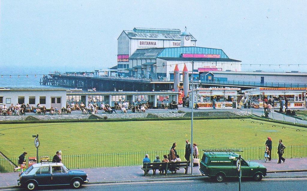 British seaside town postcard