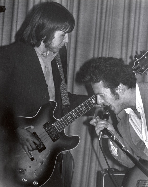 The Clash Joe Strummer, then frontman of the 101’ers, with bassist Dan Kelleher onstage at The Nashville Rooms, west London, April 23, 1976. Photo- Joe Stevens