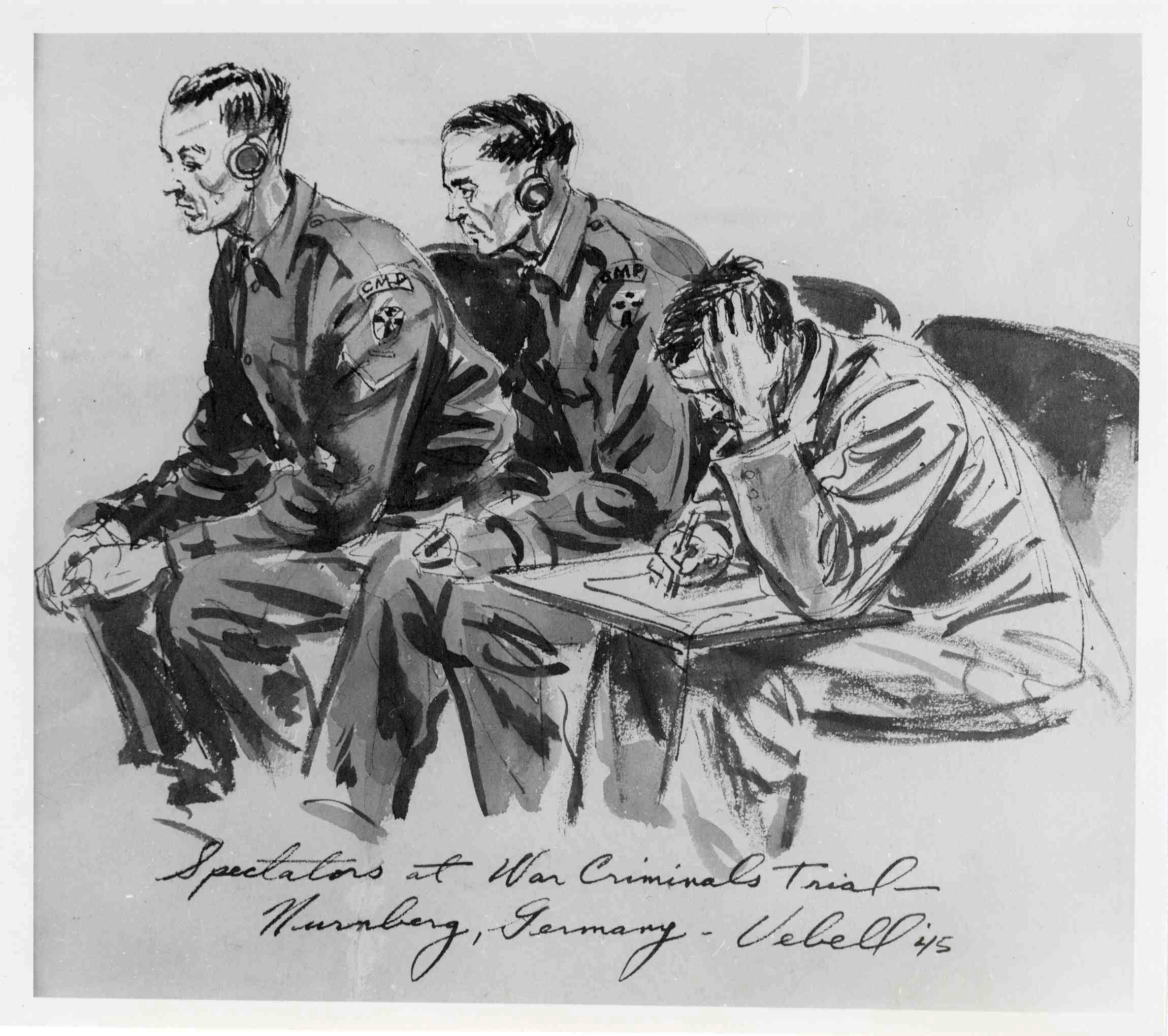 Зарисовки Жукова на Нюрнбергском процессе
