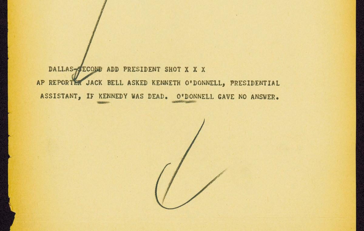 President Kennedy first report death Dallas AP 1963