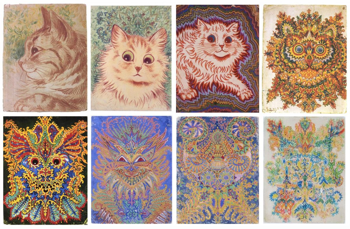 GOTHIC CAT : Vintage Louis Wain Abstract decorative psychedelic print |  Poster