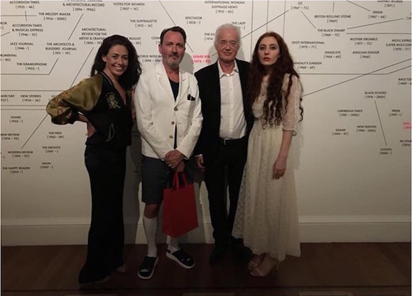With my wife and PRINT! contributor Caz Facey, rock legend Jimmy Page and poet Scarlett Sabet at the private view this week/