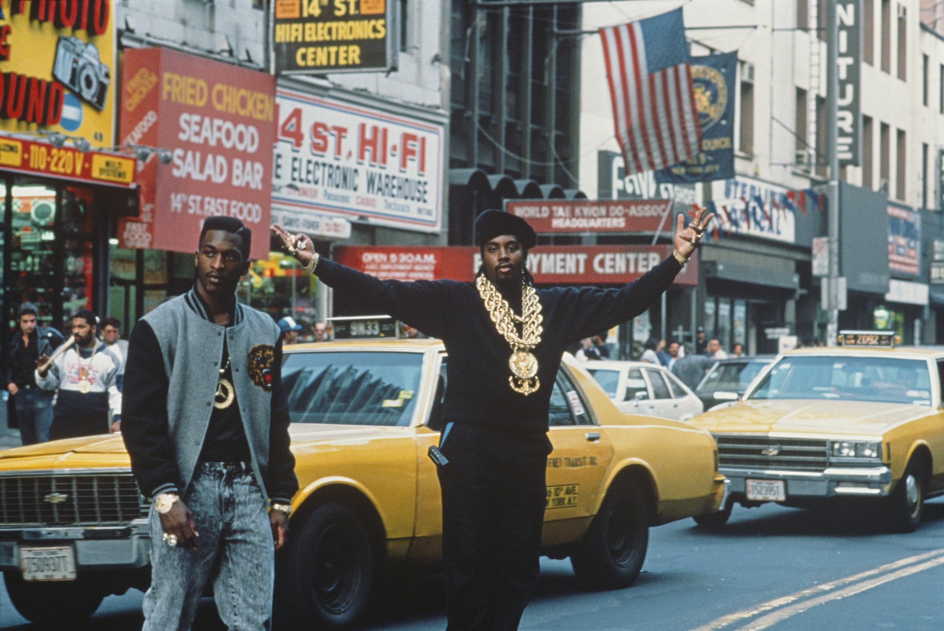Eric B & Rakim in New York, circa 1989 American hip-hop duo Eric B & Rakim, who NPR’s Tom Terrell would later dub ‘the most influential DJ/MC combo in contemporary pop music’, crossing 14th Street Photograph: Michael Ochs Archives/Getty Images