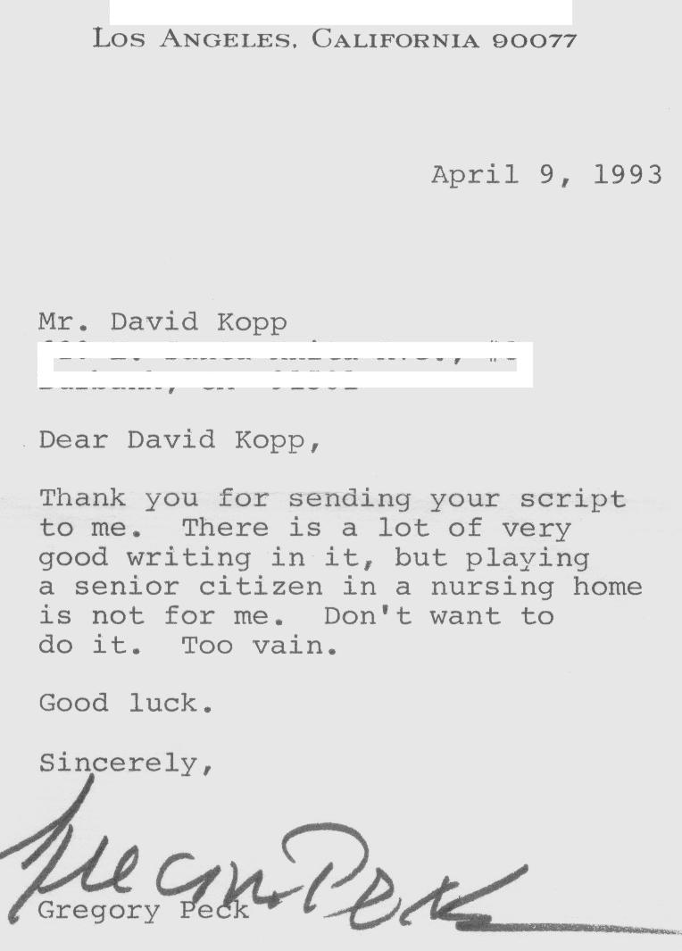 gregory peck letter