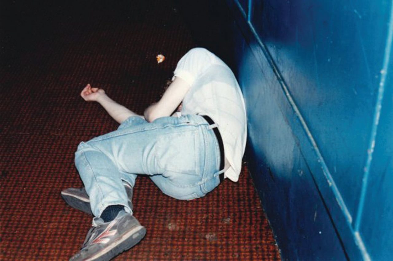 A sleeping punter at Shock Around the Clock, 1989 Photograph- David Hyman