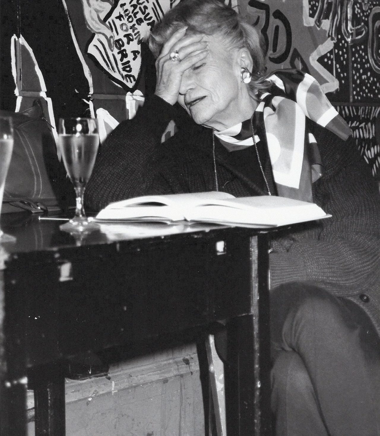 Beat generation writer Carolyn Cassady at the Scala, 1990. Photograph- Mair Payne