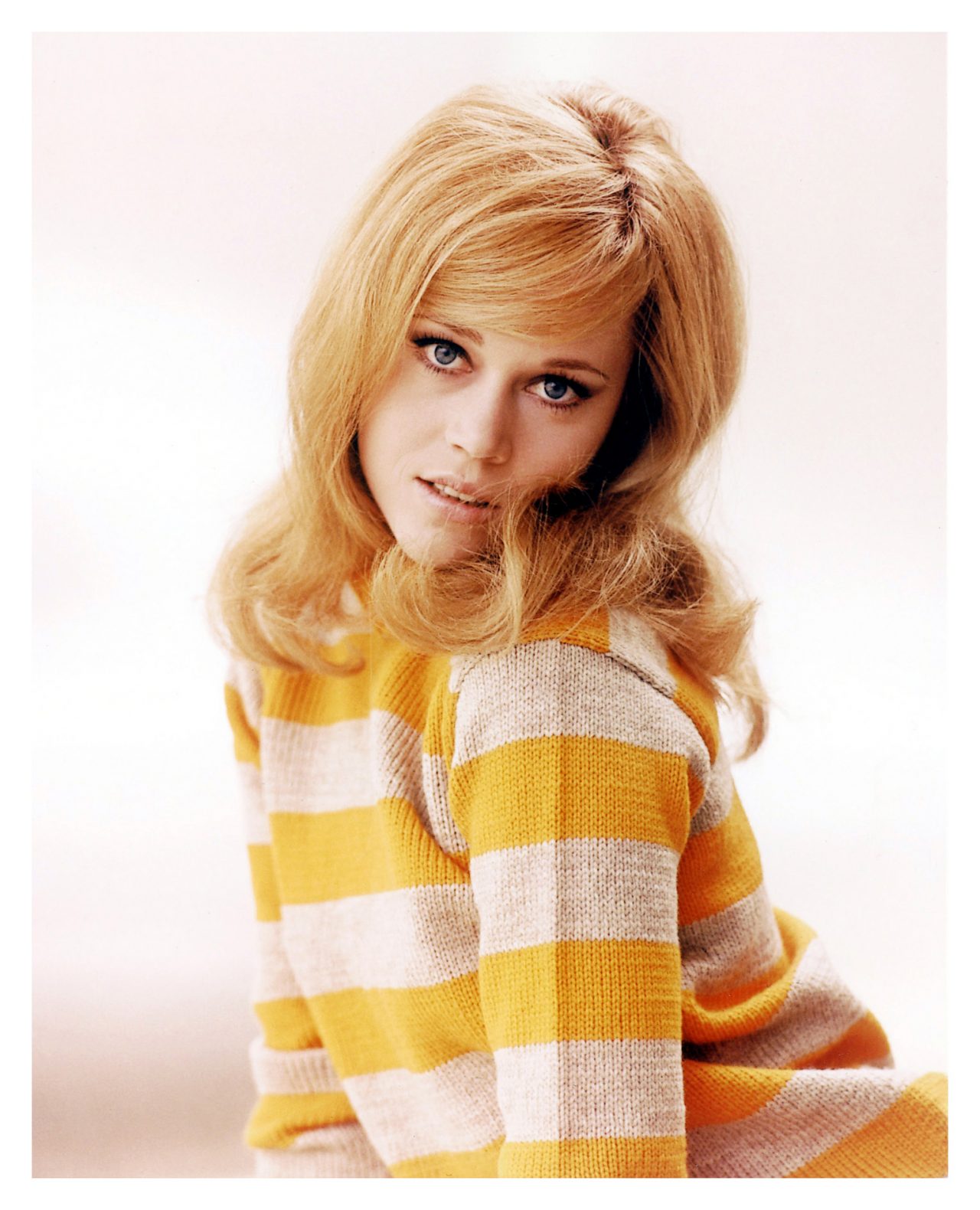 American Actress Jane Fonda Wearing A Yellow And White Striped Jersey Circa 1970 Flashbak