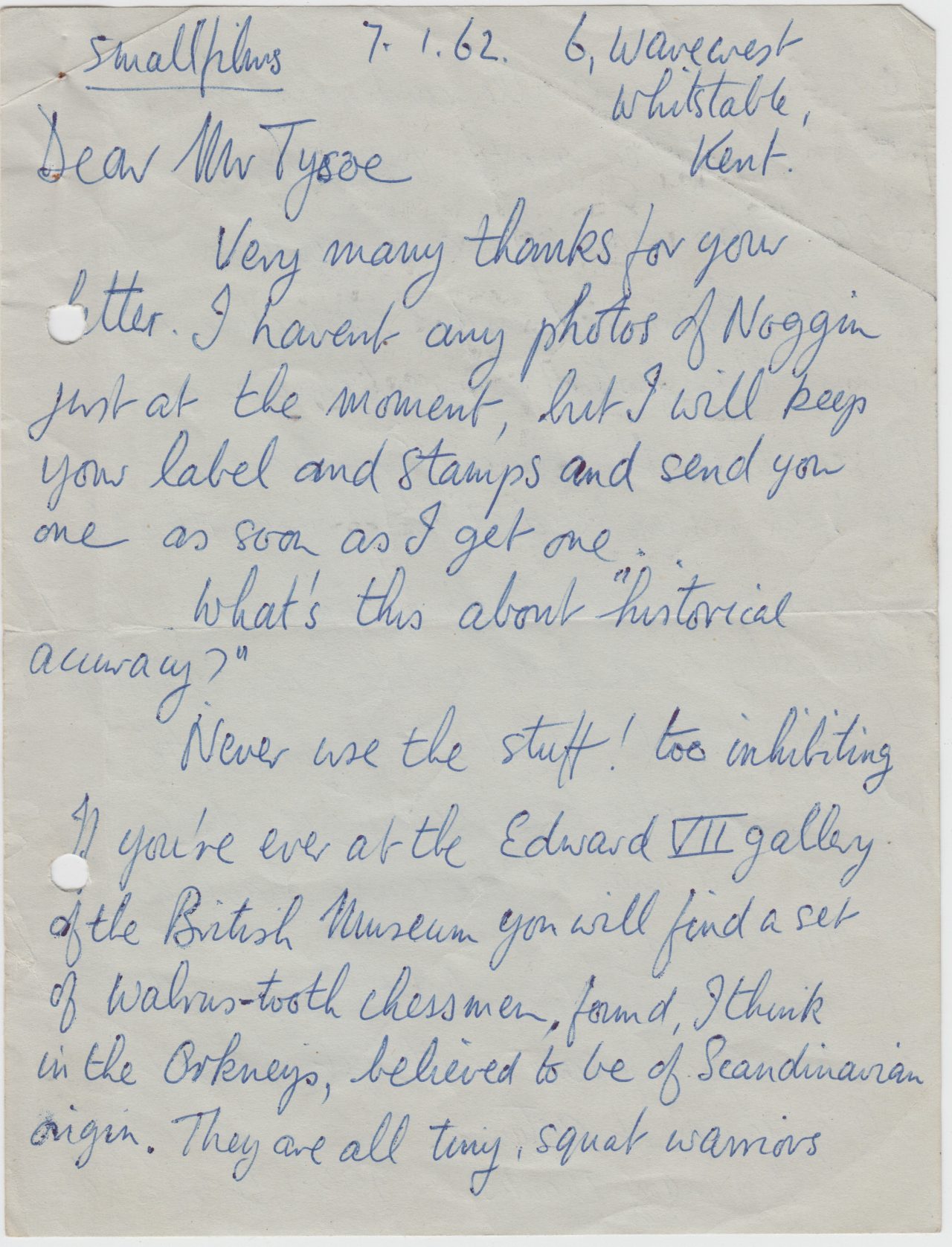 Letters between my father and Oliver Postgate 1961-62 concerning Noggin the Nog, Tolkien and accountants.