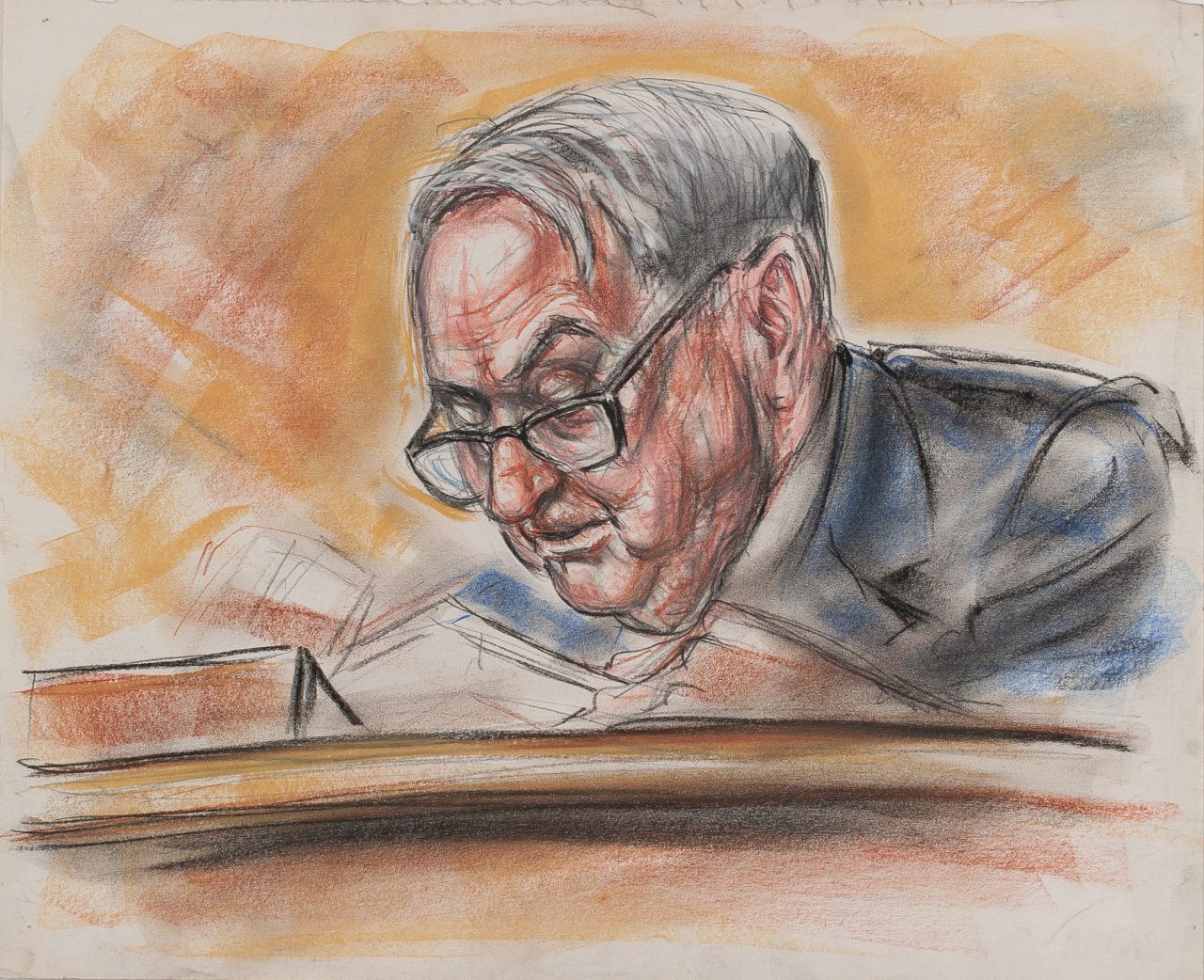 Watergate Courtroom Sketches by Freda L. Reiter Drawing Nixon and The