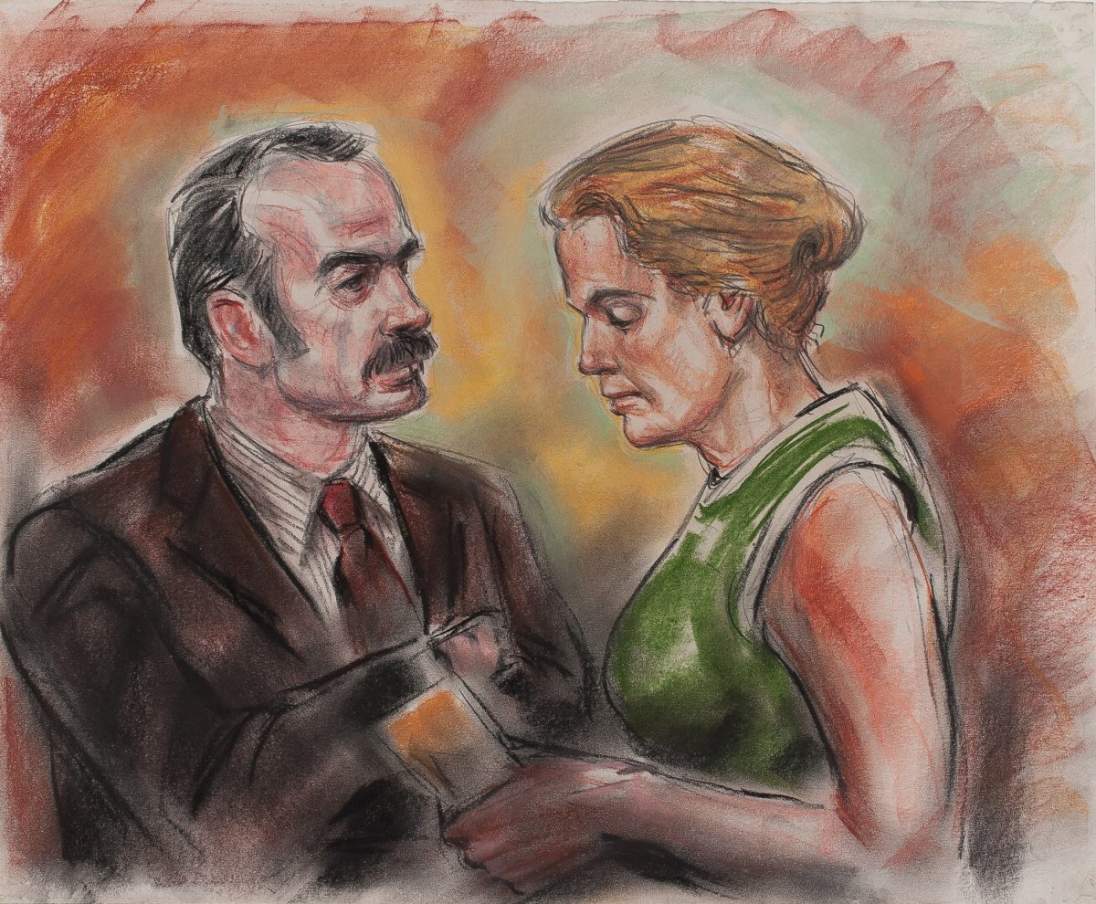 Watergate Courtroom Sketches by Freda L. Reiter Drawing Nixon and The