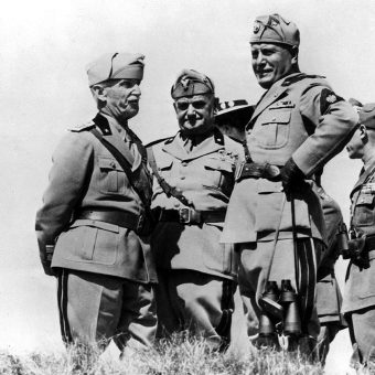 Benito Mussolini, King Victor Emmanuel III, and high officials of the ...