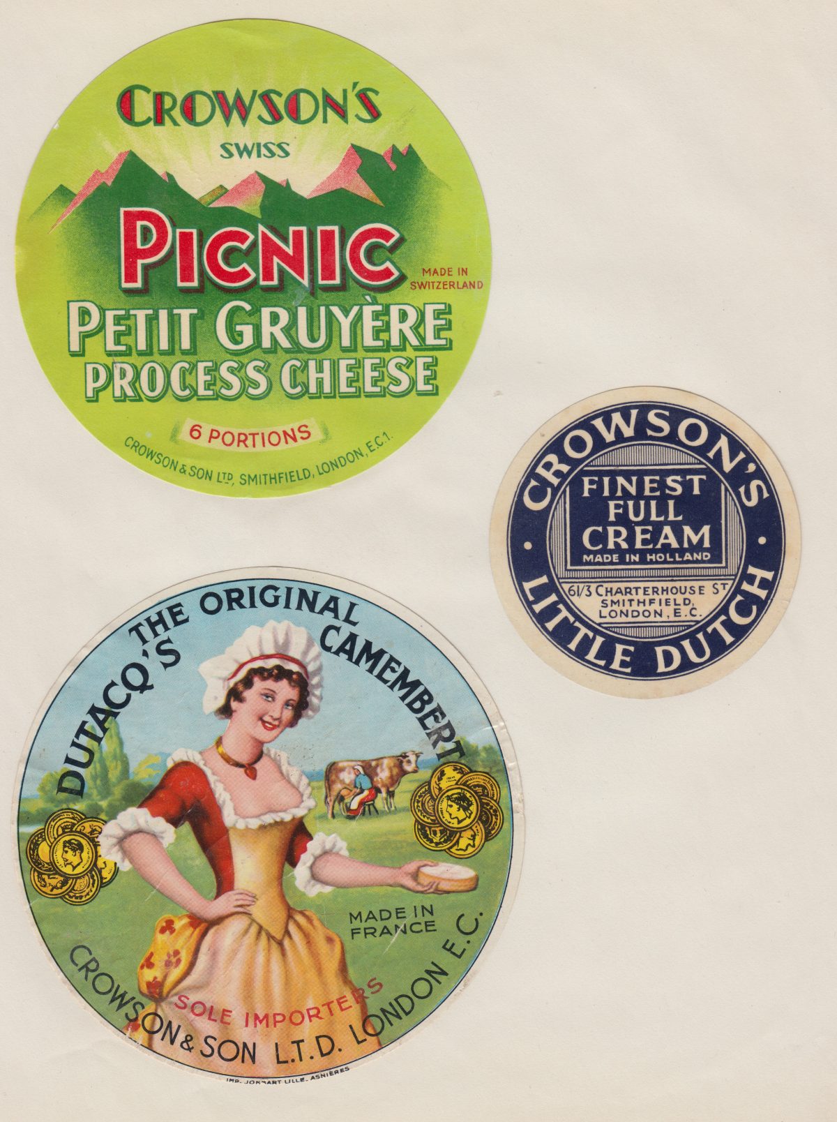 cheese labels vintage