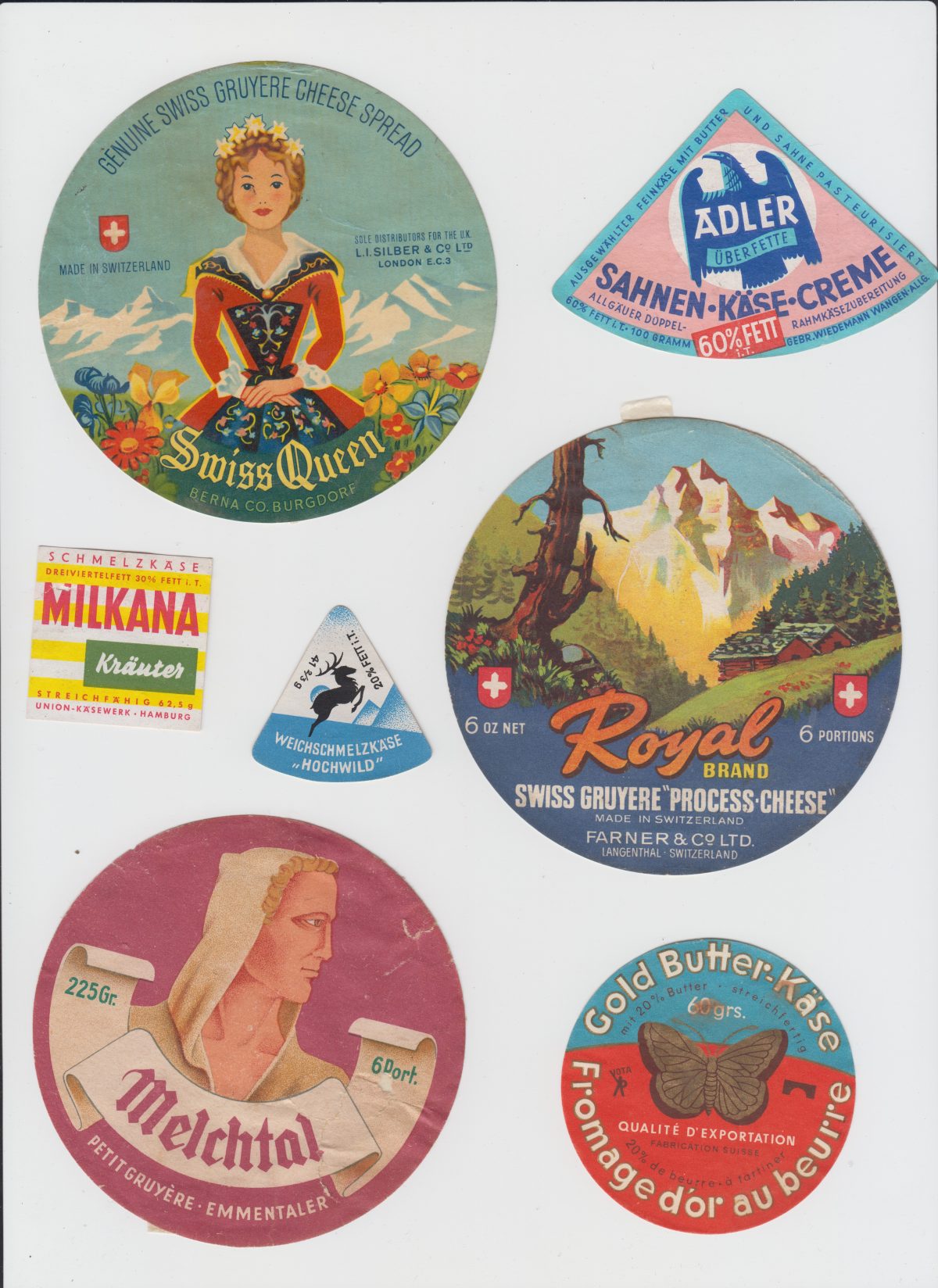 cheese labels vintage