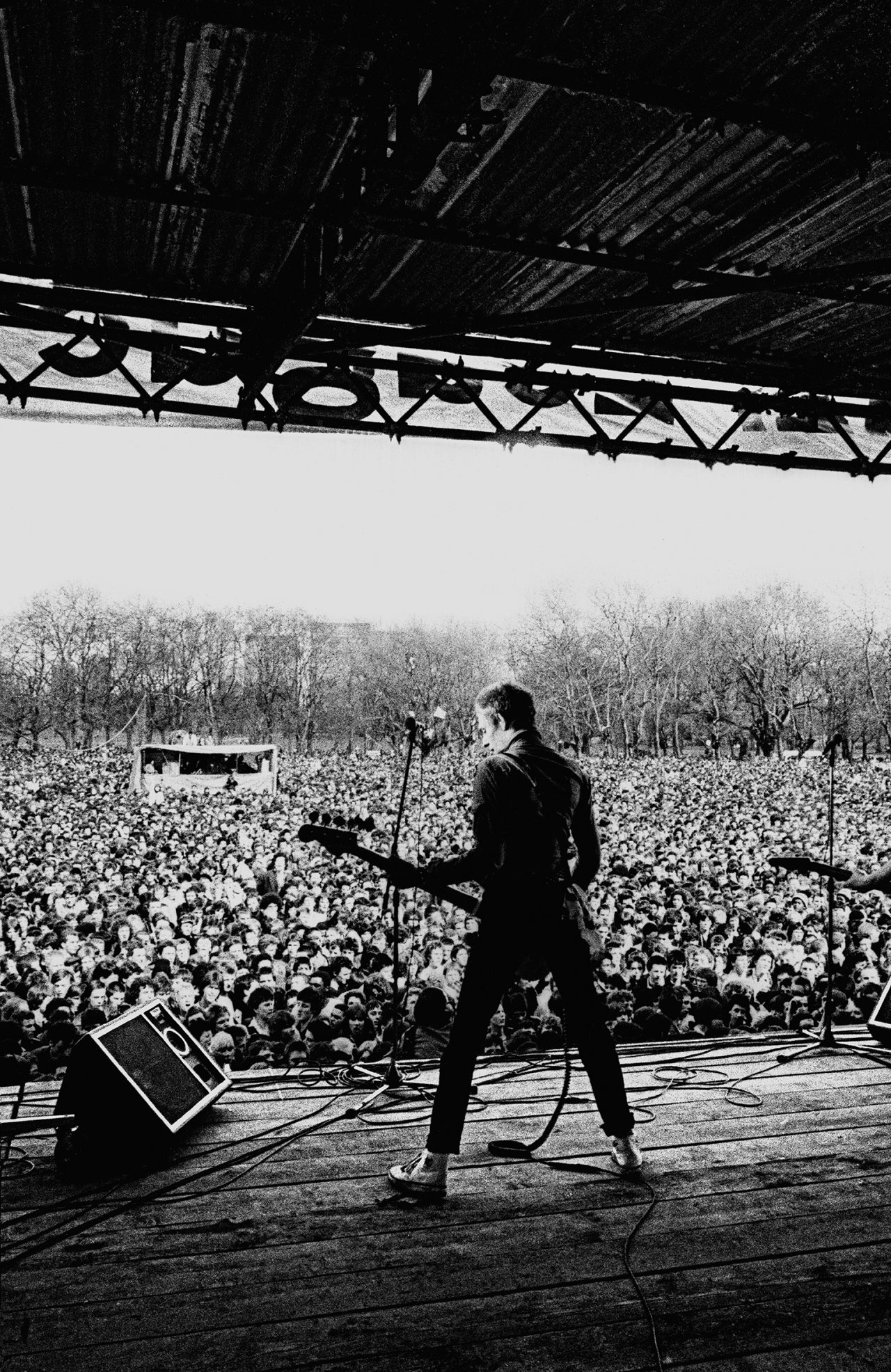 Paul Simonon of the Clash performs at the Rock Against Racism concert at Victoria Park, London in April, 1978 Photograph: © Syd Shelton
