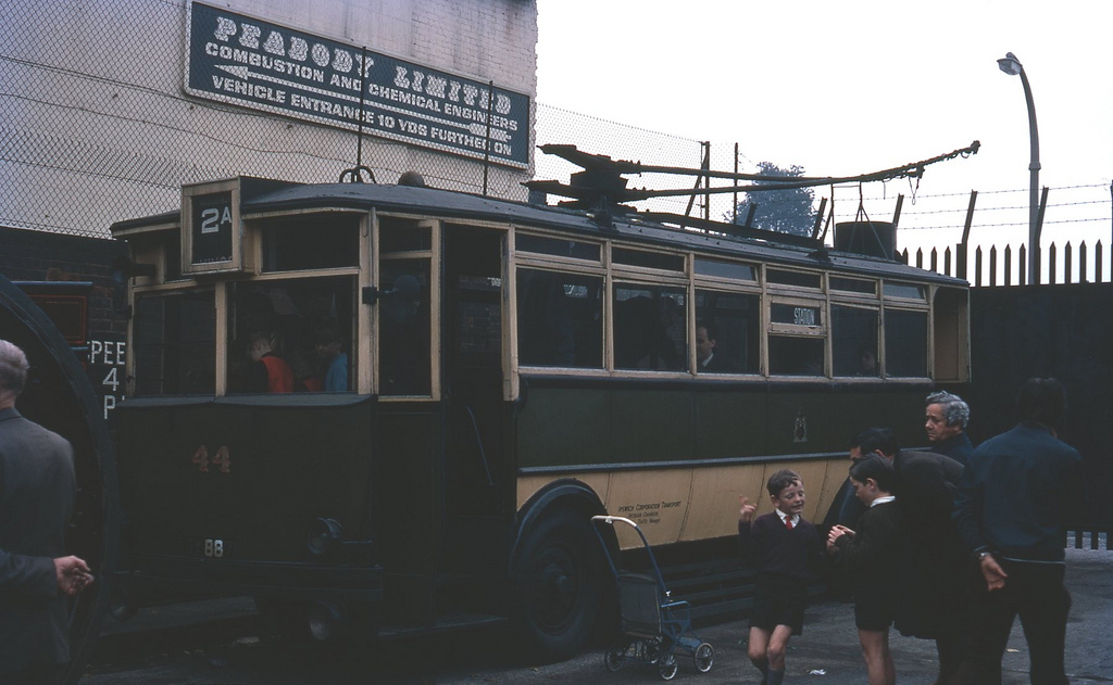 Ipswich Trolleybus No.44 on display at Cricklewood Steam Day, near London.