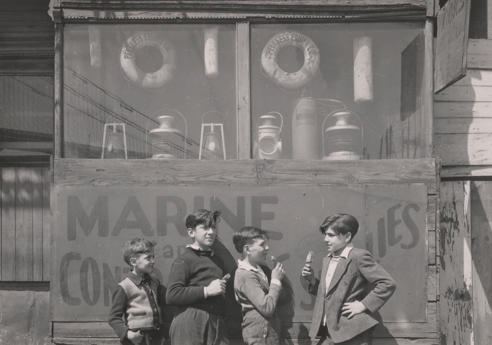 New York City 1940s 1950s Near Fulton Fish Market. 1946.