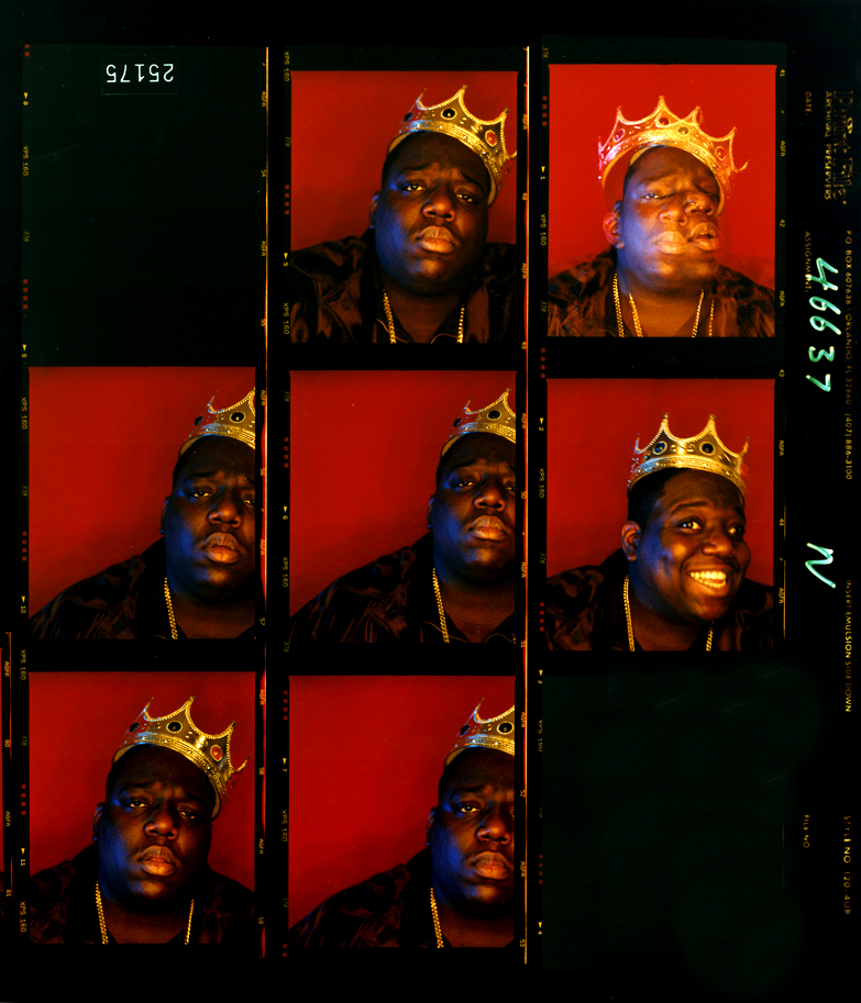 Biggie Smalls, King of New York contact sheet (1997). Photo by Barron Claiborne.