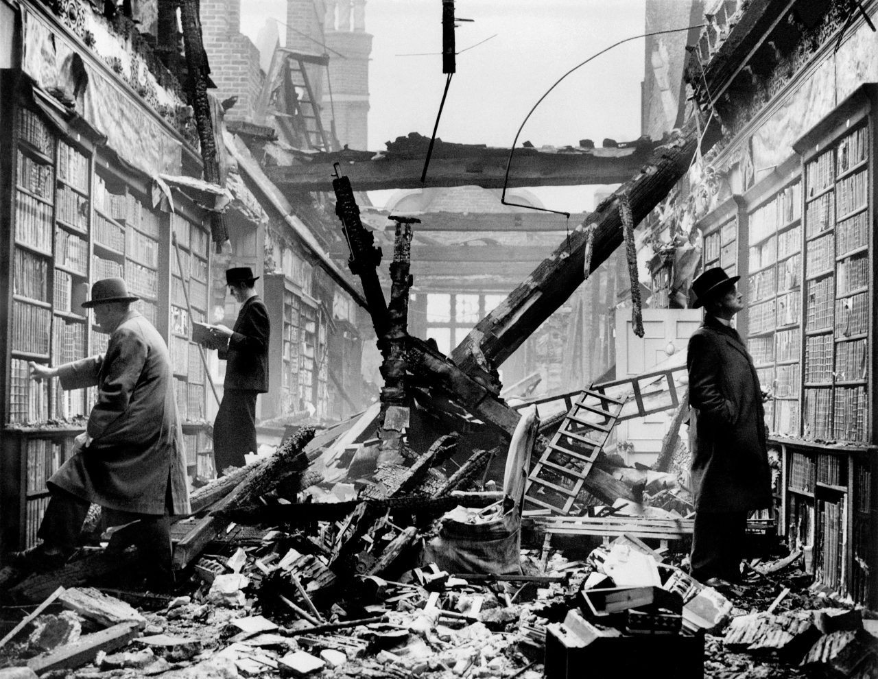 Holland House library after an air raid London 1940