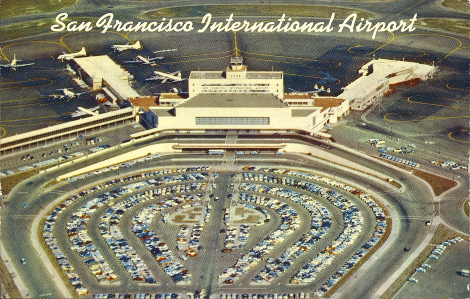 SAN FRANCISCO INTERNATIONAL AIRPORT AERIAL VIEW INTERNATIONAL TERMINAL POSTCARD