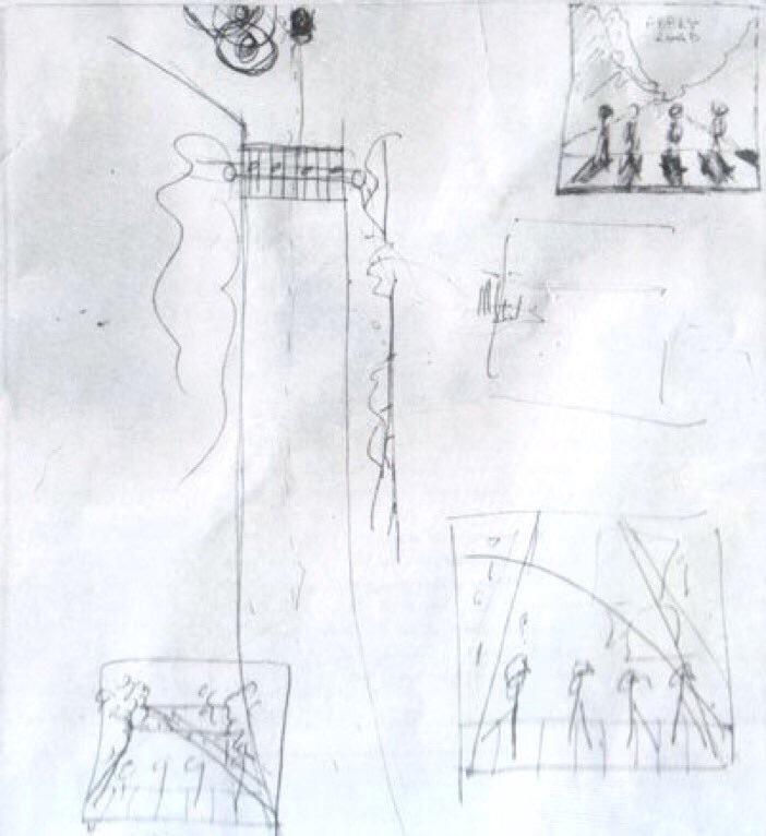 Paul McCartney’s concept sketch of the famous Abbey Road album cover.
