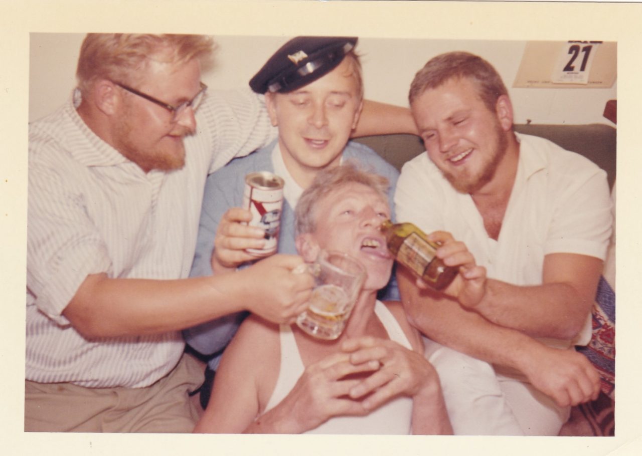 Drinking beer vintage snapshot