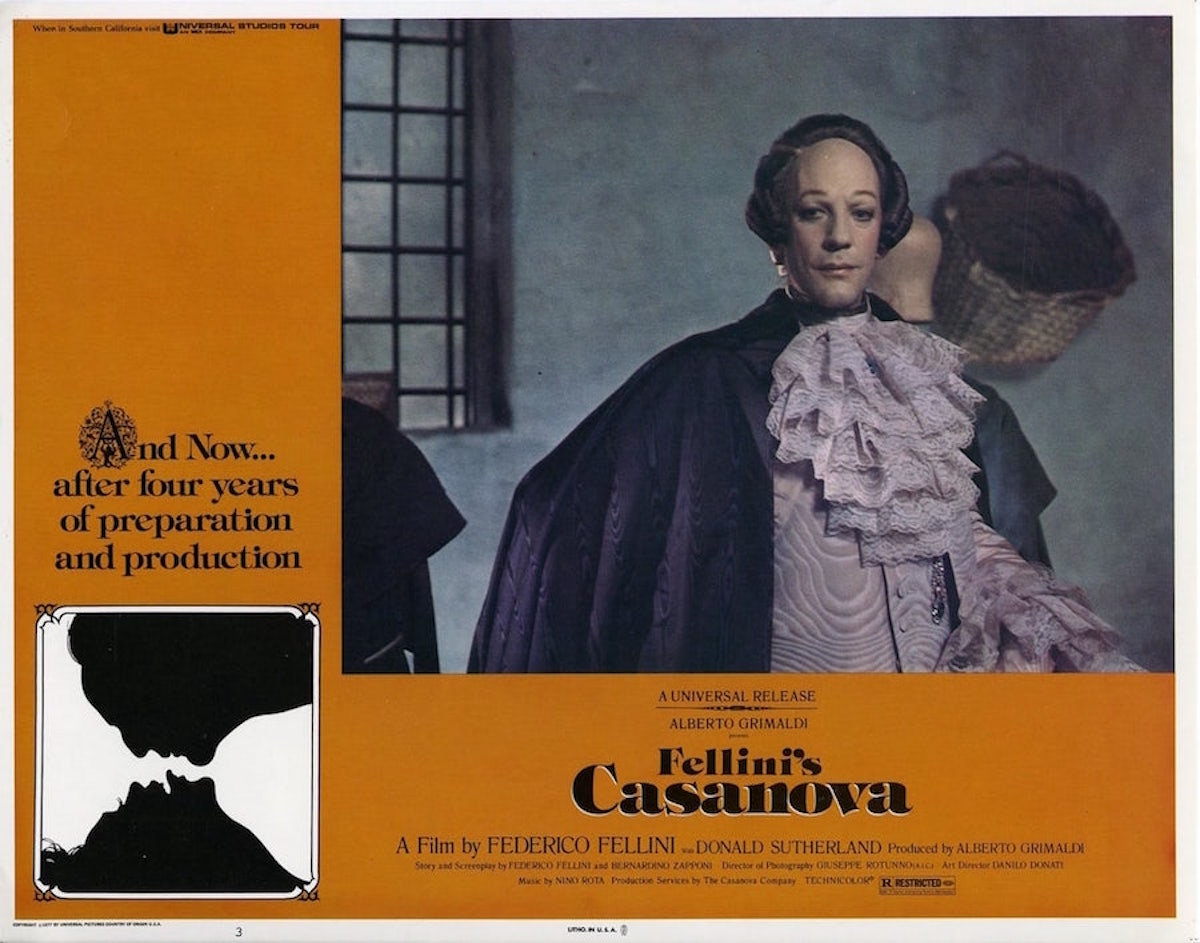 Fellini, Casanova, Donald Sutherland, film, 1970s
