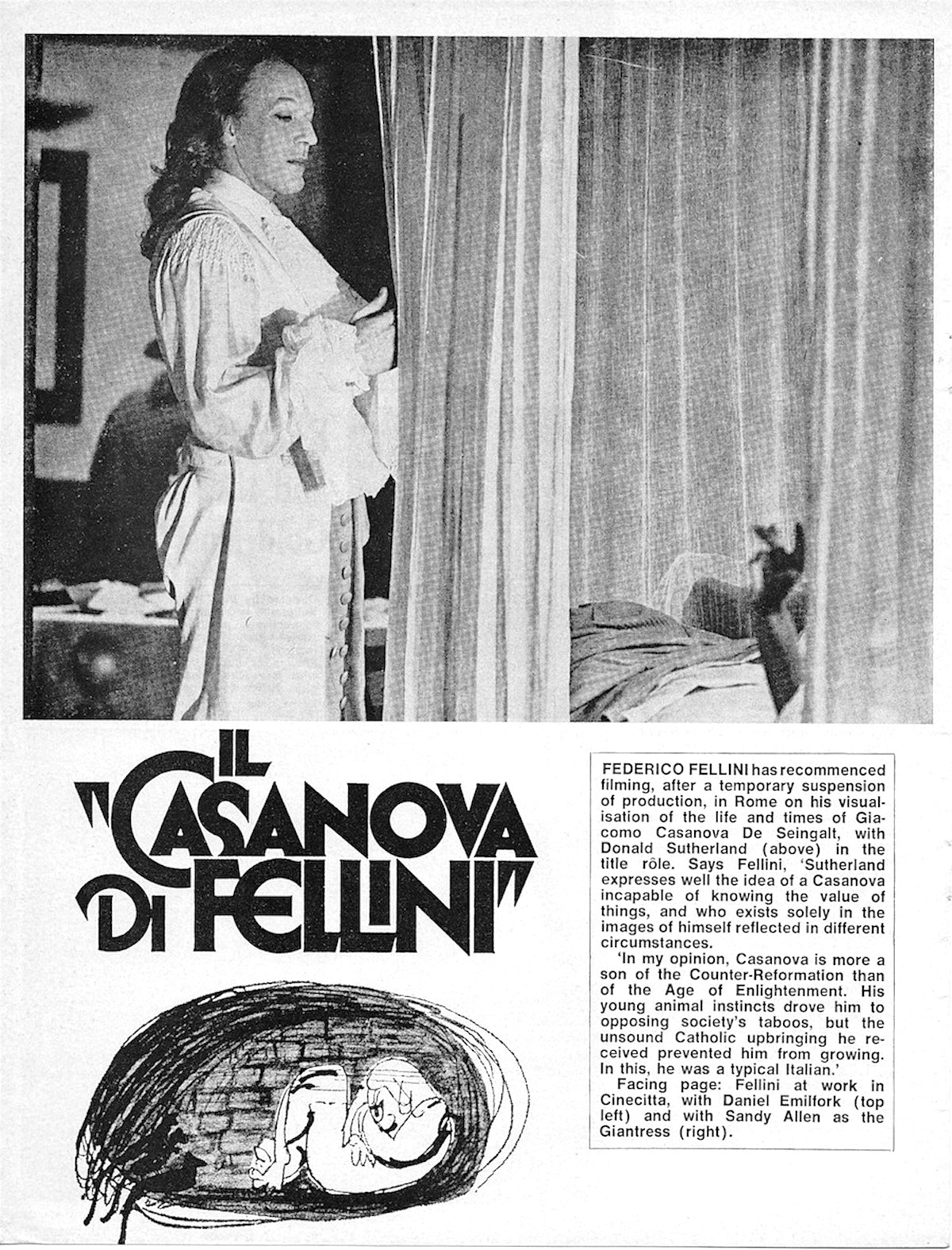 Films and Filming, Casanova, Fellini, Donald Sutherland, magazines, 1970s,