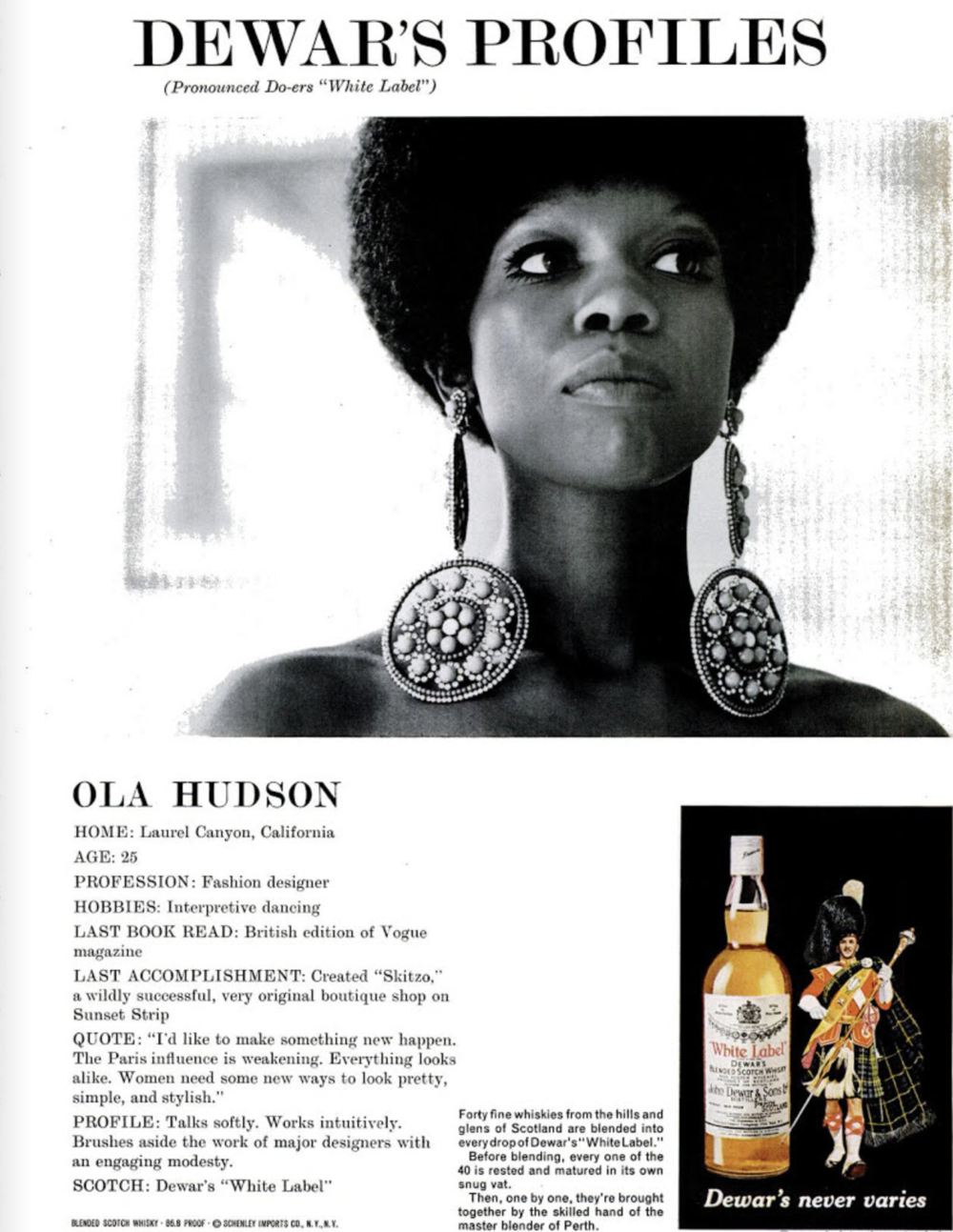 Advert for Dewar’s whisky, 1971.