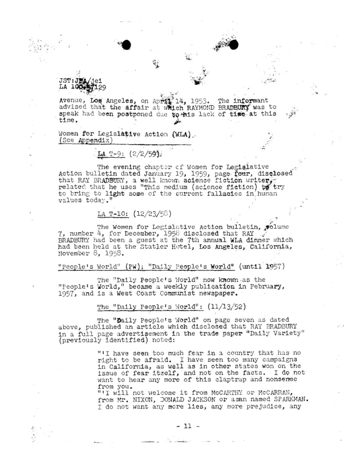Ray Bradbury FBI files 