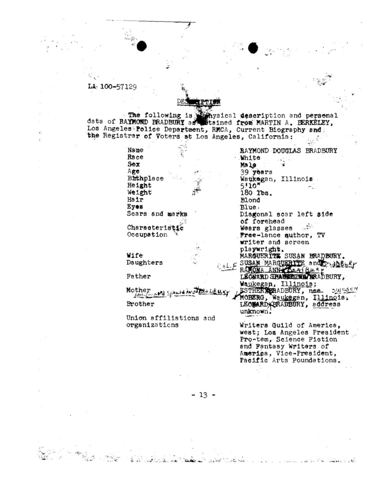 Ray Bradbury FBI files 