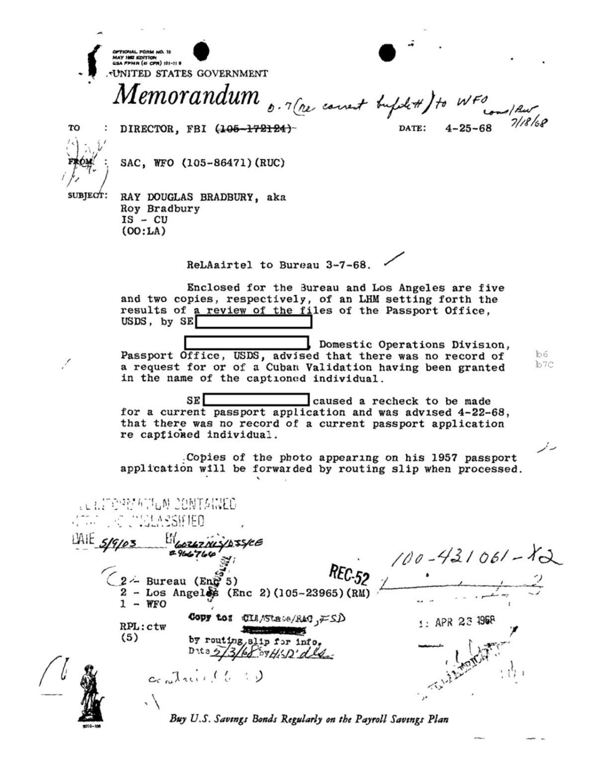 Ray Bradbury FBI files 