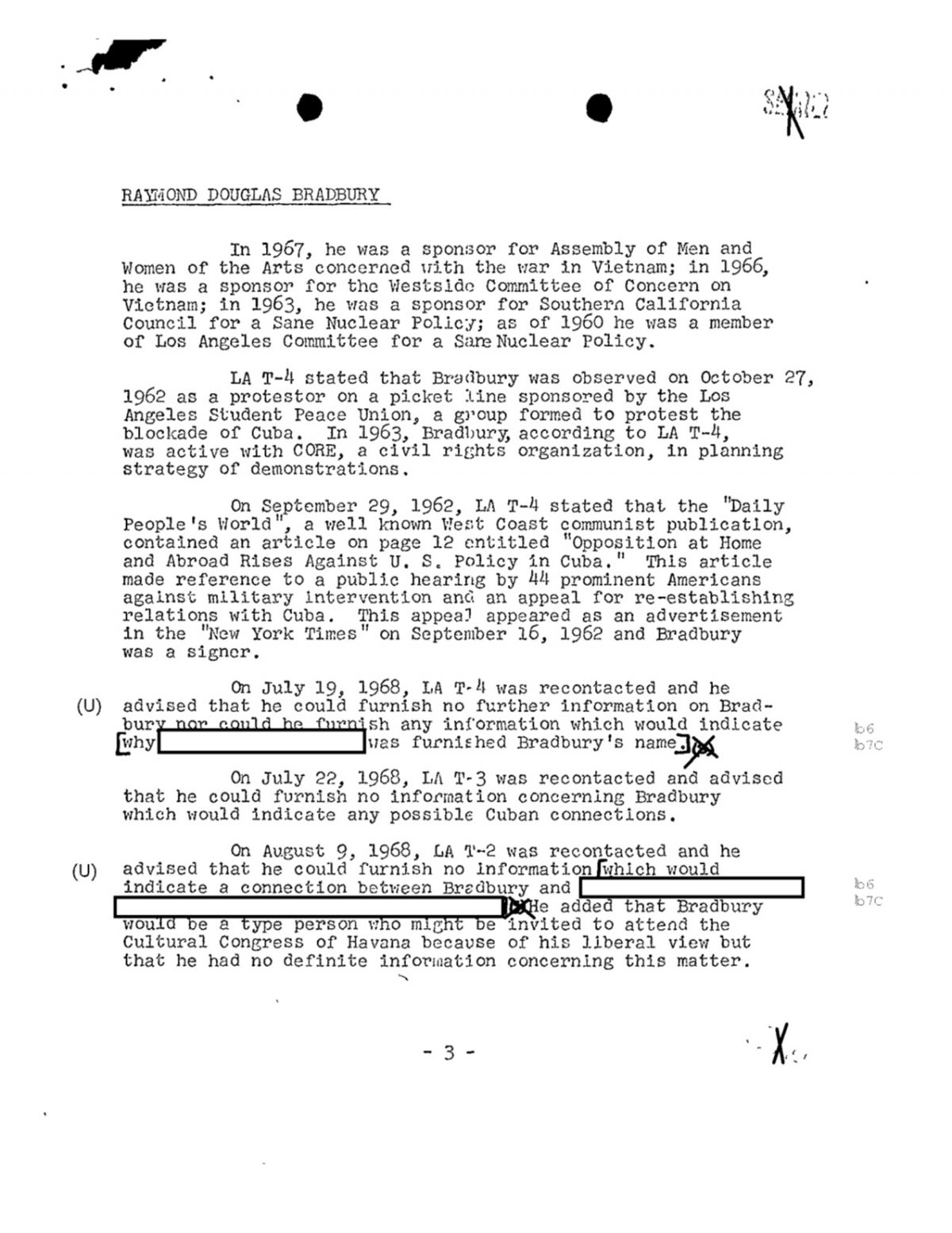 Ray Bradbury FBI files 